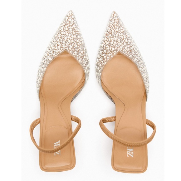 ZARA PEARL HEELED SLINGBACKS - Picture 1 of 6